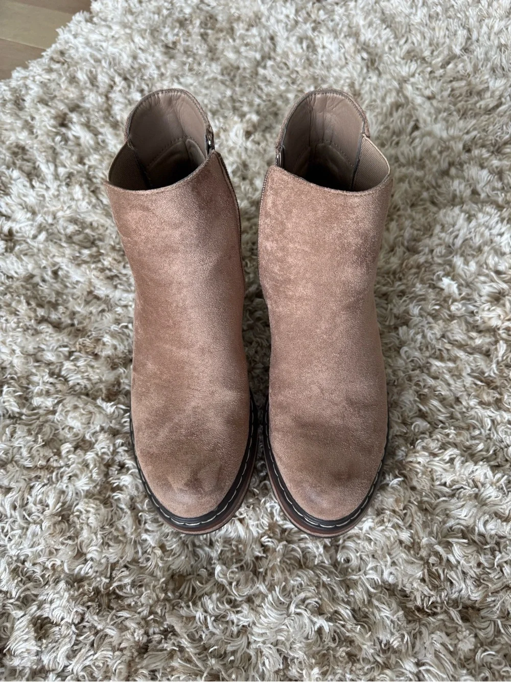 Altar'd State Taupe Suede Platform Chelsea Booties